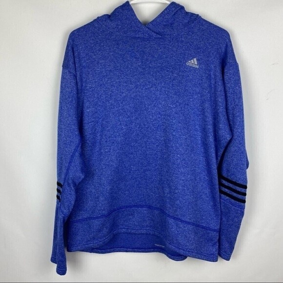 Adidas Running Sweater Womens Large Blue Hooded Sweatshirt Ladies Casual - Picture 3 of 12